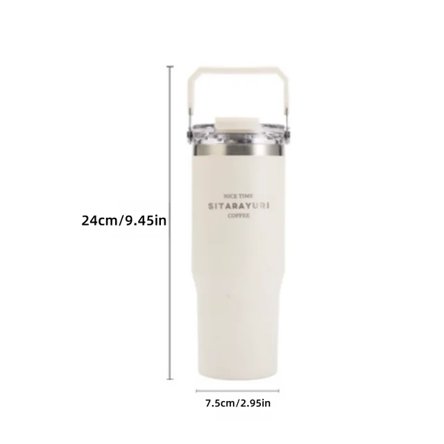 Tasse isolante de grande capacité, tasse d'eau pour café potable de 30.43oz avec paille, bouteille d'eau Simple 2