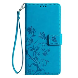 Butterfly Motifs Leather Phone Case with Protective Strap - Xiaomi 11X Pro (Blue)
