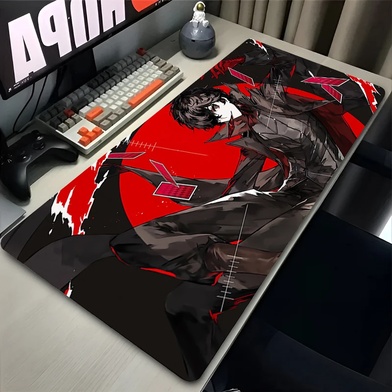 Large Cool Manga Gaming Mouse Pad Lapop Accessories P-persona 5 Mousepad PC Anime Amamiya Ren Desk Mat XXL Non Slip Keyboard Rug 5