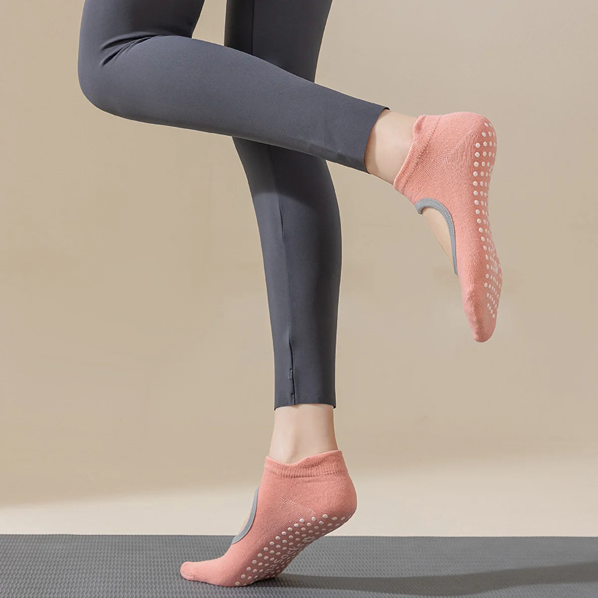3 Paar Grip-Yoga-Pilates-Socken mit Antirutsch-Noppen für Damen, rutschfeste Knöchelsocken für Pilates, Barre, Tanz, Yoga – Detail 8