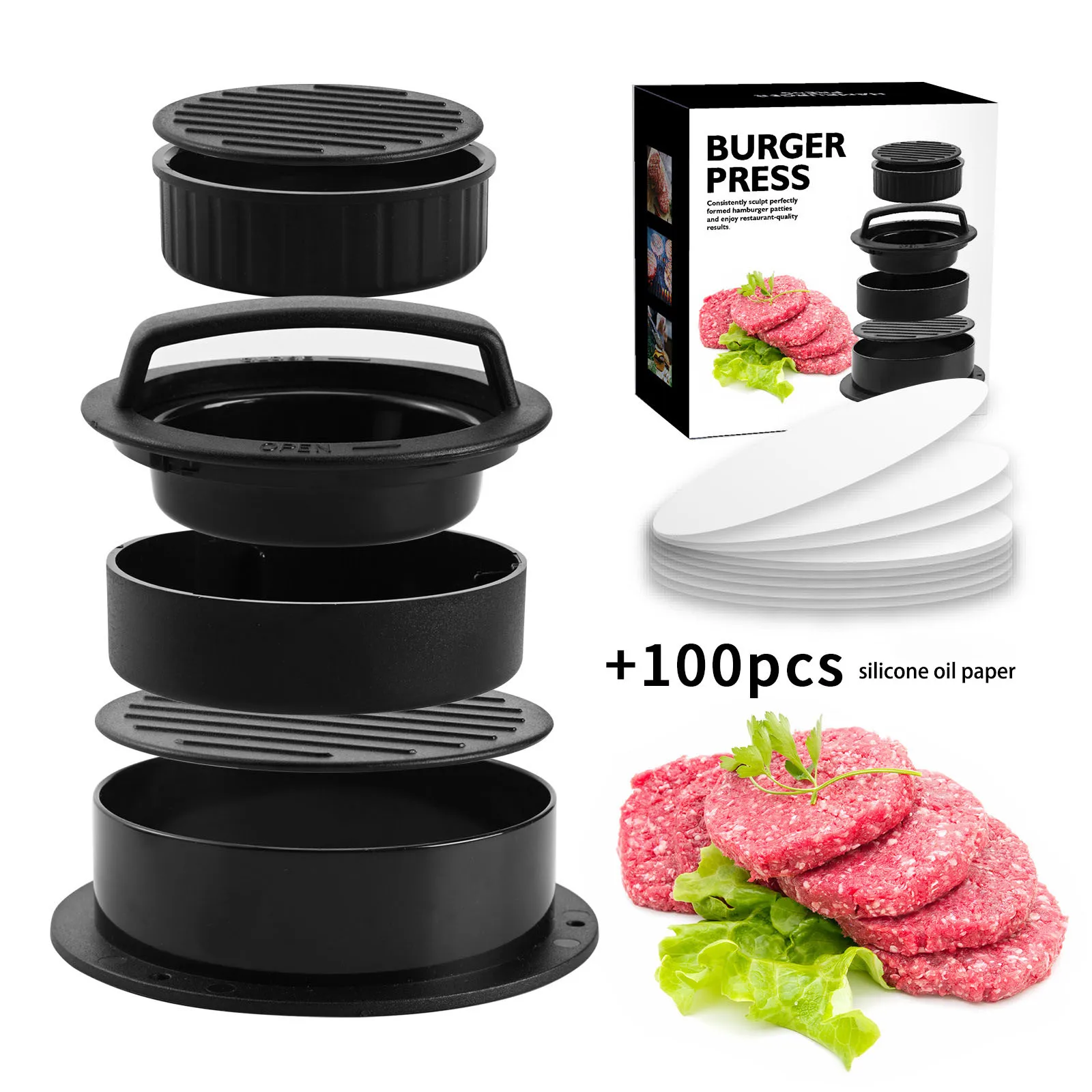 

Hamburger Maker Burger Press Round Shape Nonstick Chef Cutlets Hamburguer Meat Beef Grill Smash Burge Patty Smash Mold