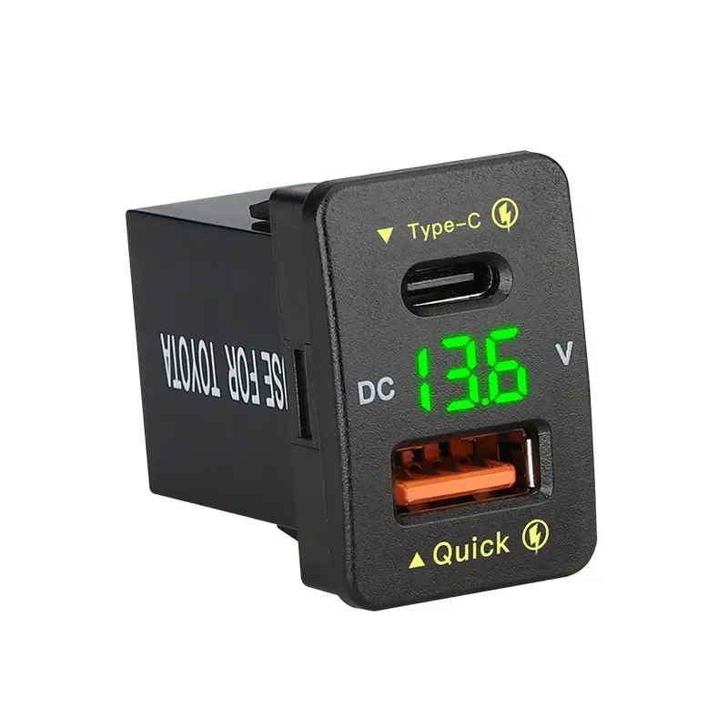QC.0 36W Usb TypeC PD Port Car Charger Power Socket Adapt for Mobile Phone Fast Charg Voltmeter Accesoriopara Veh&iacute;culos