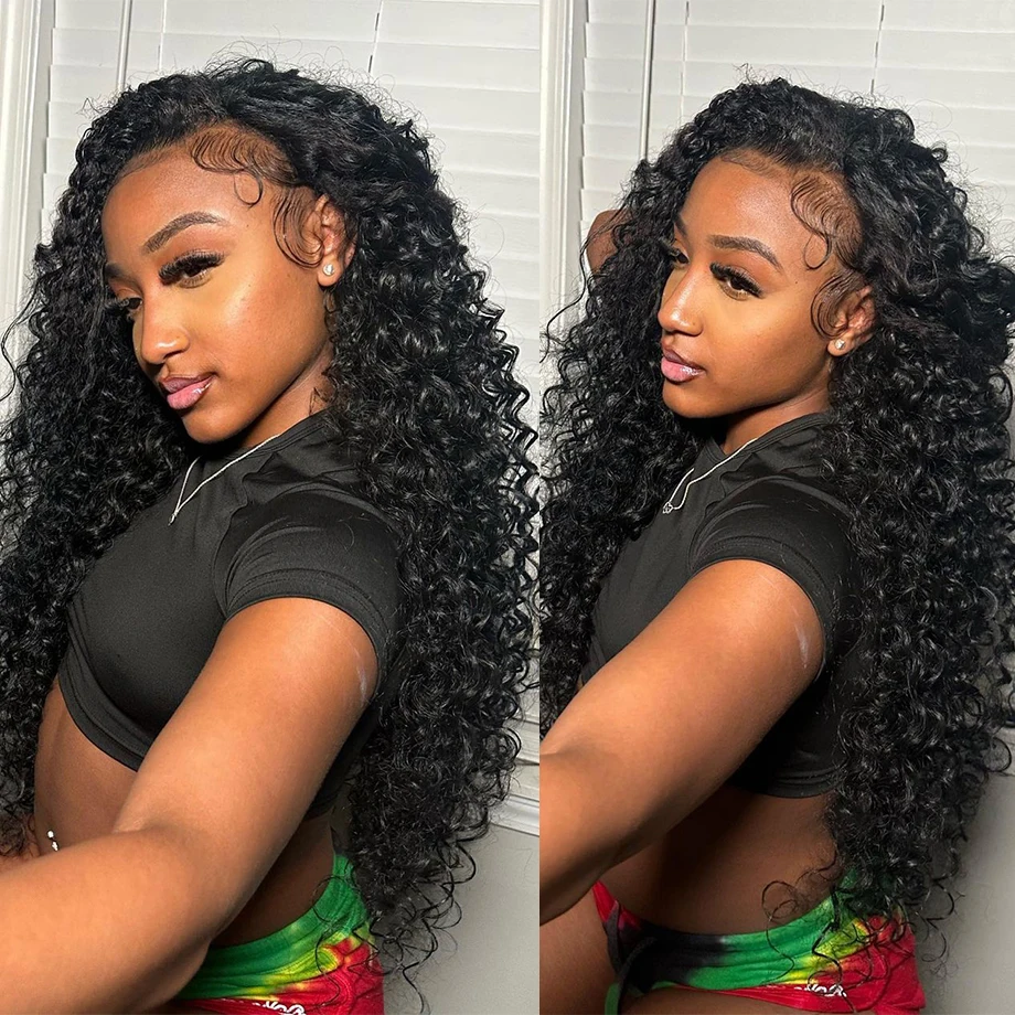 

250 Density Brazilian Wig Curly 13x4 Water Wave Lace Front Wig 13x6 Deep Wave Transparent Lace Frontal Wigs Human Hair For Women