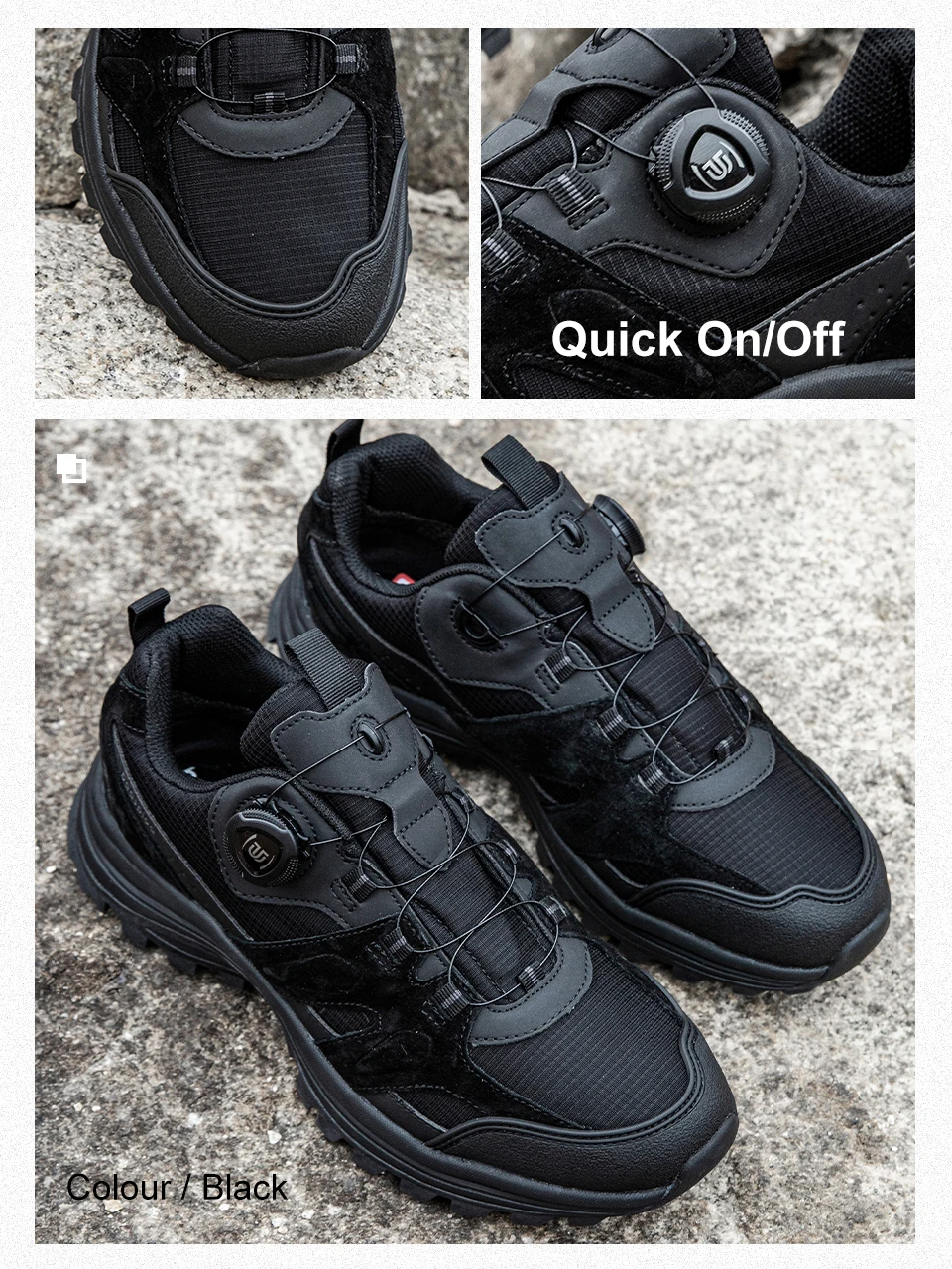 Baasploa Herren-Wanderschuhe aus Leder, bequem, verschleißfest, Outdoor-Schuhe, atmungsaktives Mesh, lässige Turnschuhe, Kletterschuhe – Detail 13