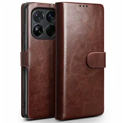 Premium PU Leather Flip Wallet Case with Card Slots and Magnetic Closure - Protective Cover - Xiaomi 15T (Brown)