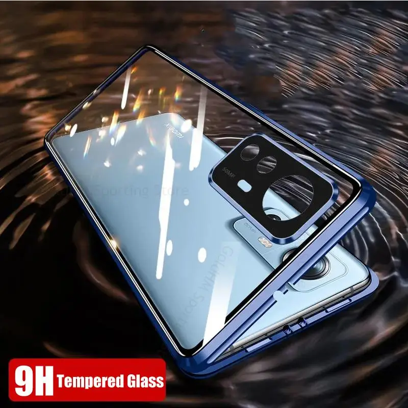 9H Tempered Glass Phone Case For Xiaomi 12X 12 Pro Magnetic Adsorption Flip Cover For Mi 12X 12 360 Double-Sided Film Protector 