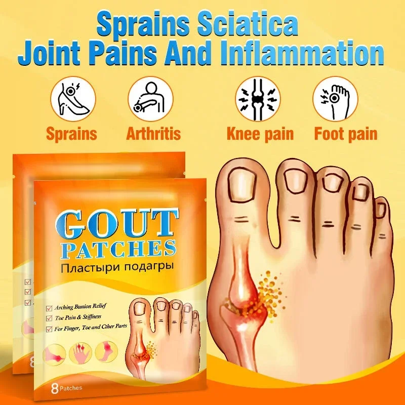 8 Pieces/pack hallux valgus toe corrector Gout Treatment Patch Bunion Pain Relief for Fingers and Toes Foot Bone and Thumb Correction Sticker Care