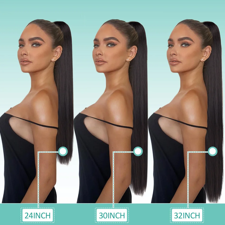 Synthetic Long Straight Ponytail Drawstring Pony Tail 32inch Clip In Hair Extensions for Women Heat Resistant Fake Hair BOOMING - Image 5