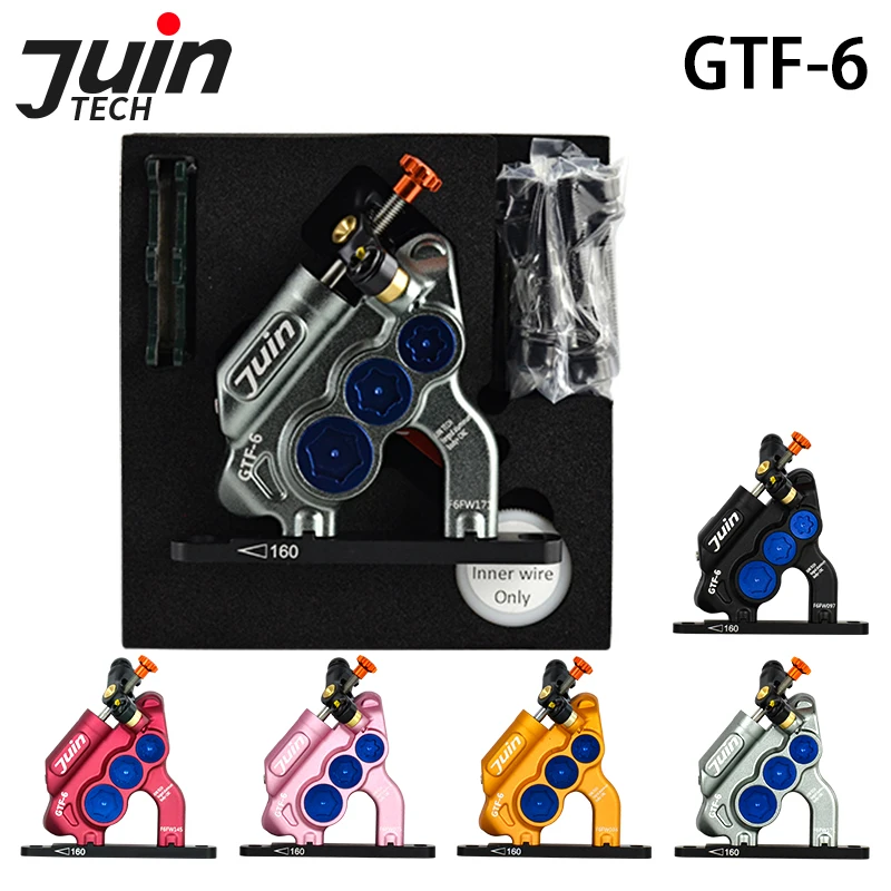 

Juin Tech 1pc 6 Pistons GTF-6 Cable Actuated Hybrid Hydraulic Flat Mount Disc Brake Caliper for Road Bike Gravel Bicycle Parts