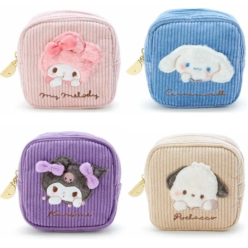 

Sanrio Melody Kuromi hello kitty bag cinnamon dog coin pouch cosmetic bag corduroy square storage small coin purse 명품동전지갑