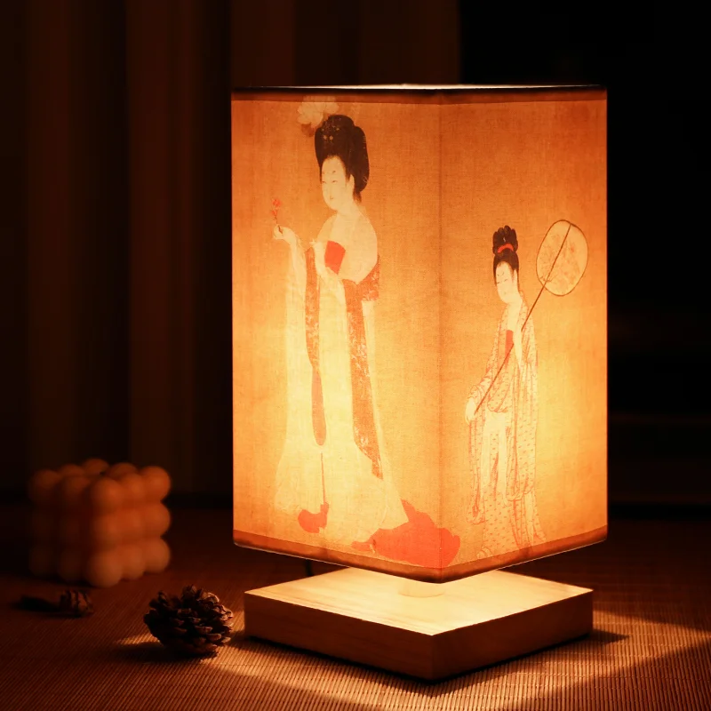 

Simple Retro Retro Night Light Bedroom Bedside Solid Wood Warm Ancient Chinese Wind Small Art Table Lamp Home Decoration Craft