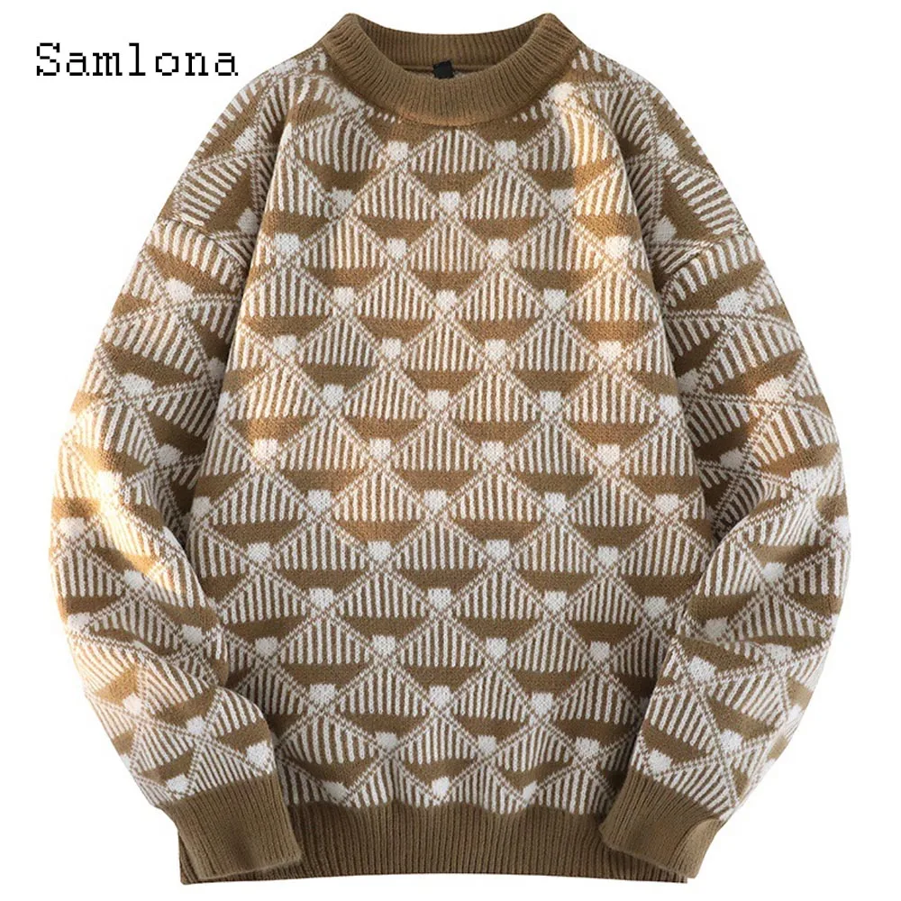 Men's Knitting Sweater ONeck Vintage Basic Top Pullovers 2023 Autumn