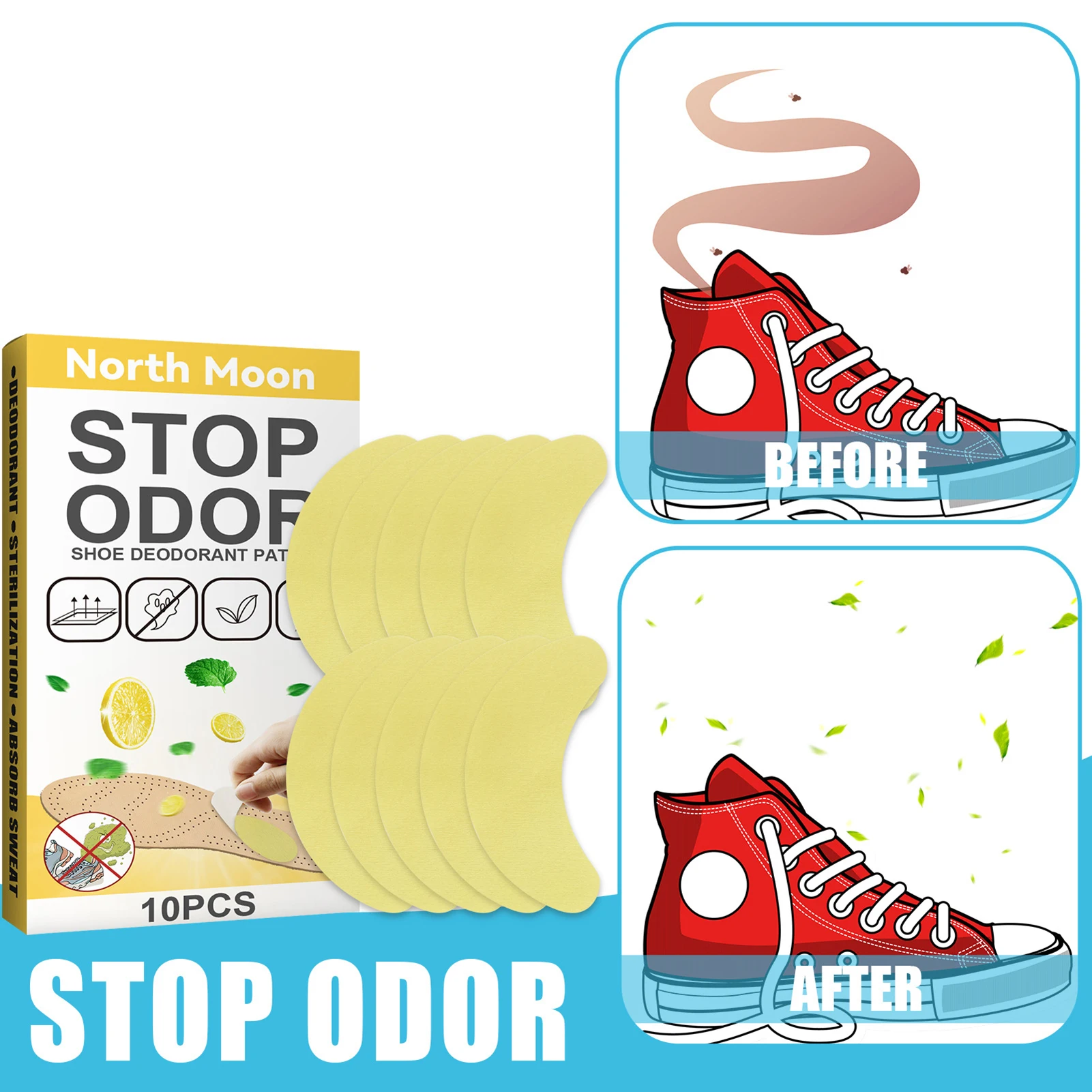 Shoe Deodorizer Patches Shoe Odor Remover Patches Foot And Shoe Odor Eliminator Pads Insole Stickers To Remove Stinky Smell 10