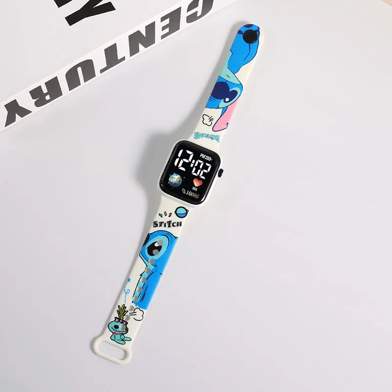 NEW Disney Stitch Doraemon Children's watch cartoon print strap LED square Waterproof electronic watch boys girls birthday gifts 3