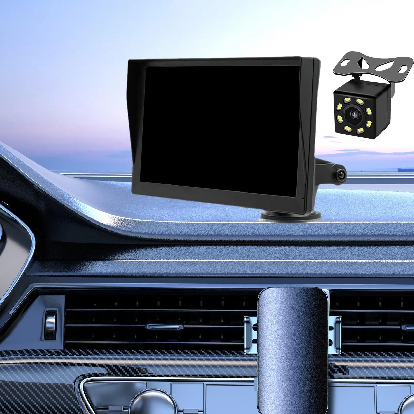 

Car Driving Recorder Motion Wireless Car Stereo LCD Display 9'' Screen Front and Rear Park Monitor for Truck Vehicles Cars