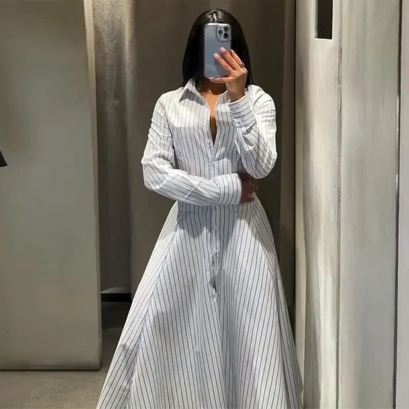 white striped dress