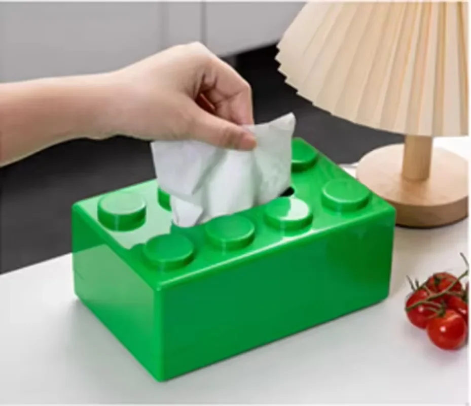 Personalized Building Block Tissue Box Wall-Mounted Punch-Free Paper Face Towel Storage Box Household Spring Paper Holder 2