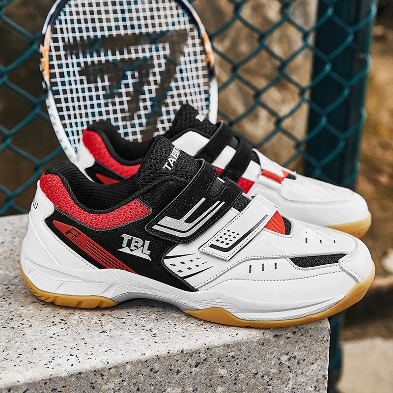 Men Tennis Sneakers Professional Non Slip Tennis Training Shoes Shock-Absorbant Velcro Woman Shoe Badminton Outdoor