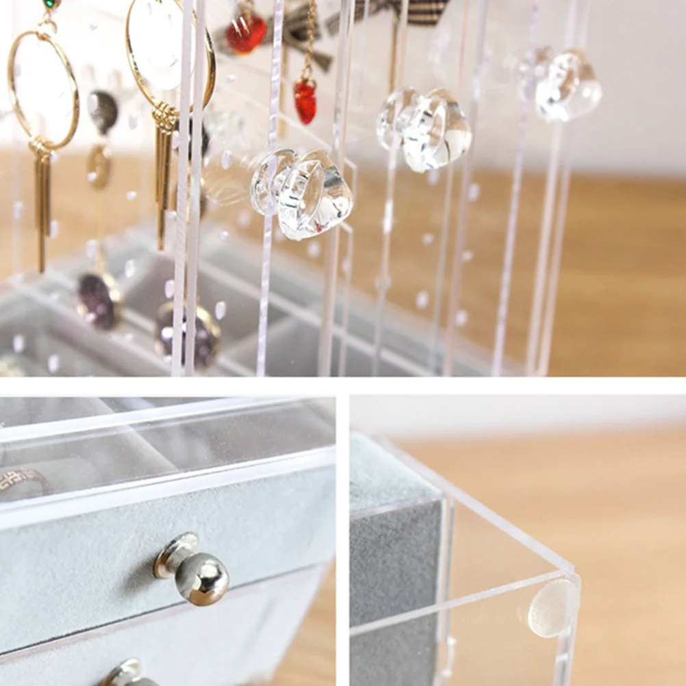 Acrylic Jewelry Display Box 2 Drawers Clear Organizer Rack Showcase Holder for Earrings Bracelet