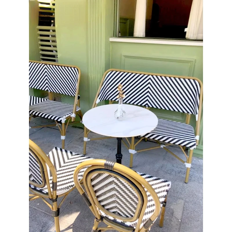 

Customized outdoor rattan sofa, restaurant, café, dining bar, rattan chair, three double open-air courtyard benches