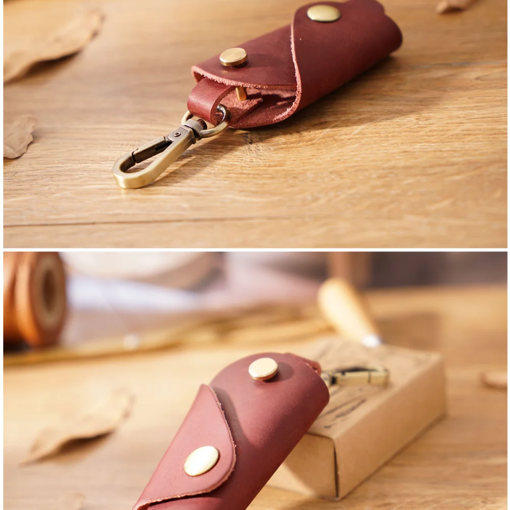 Cowhide Key Organizer Portable Creative Handmade Mini Key Case Mini Portable Case Men
