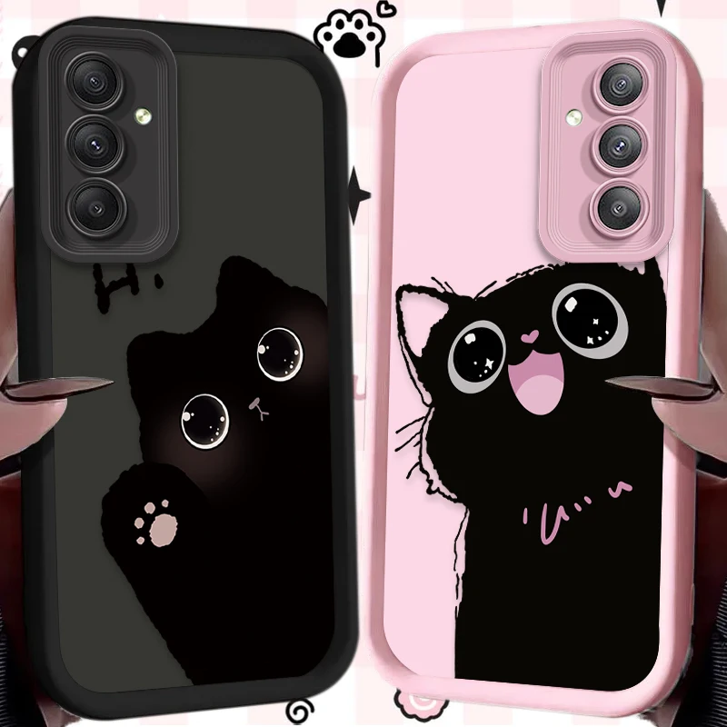 Adorable Cartoon Black Cat Soft Phone Case