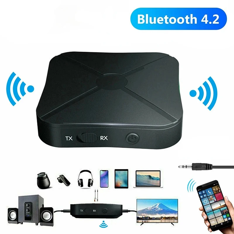 Bluetooth Audio Adapter Bluetooth 4.2 Receiver Transmitter 3.5 3.5mm AUX Jack RCA USB Dongle Wireless Audio Adapter Handsfree Call For Car TV PC Speaker
