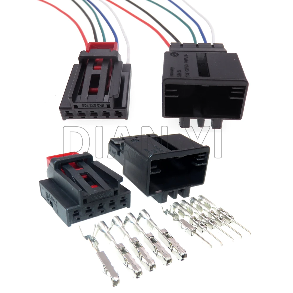 1 Set 5 Way Auto Male Female Docking Connector For Vw Audi 5G0972715 5K0972705 Automobile Taillight Wire Cable Socket