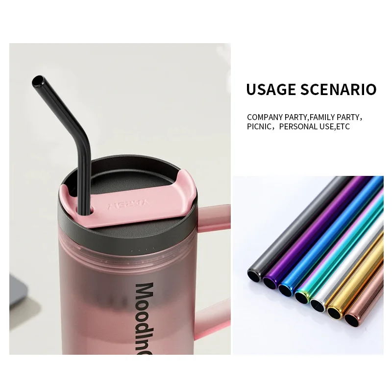 3er-Pack Ersatz-Silikon-Edelstahlstrohhalme für Stanley 40ozTravel Tumble, wiederverwendbare Strohhalme mit Bürste – Detail 6