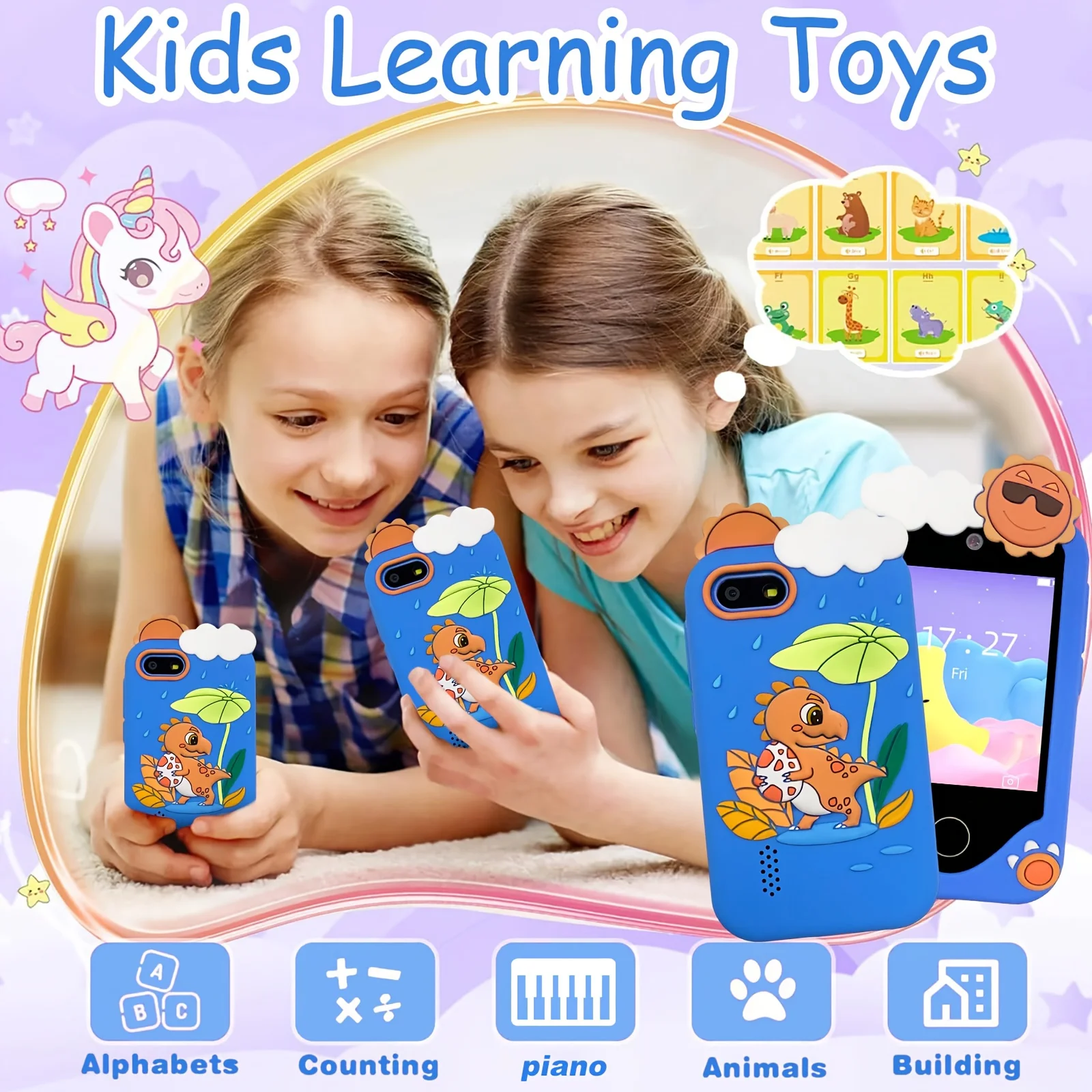 Nuovi bambini Smart Phone Giocattolo per bambini Mini Smart Phone Giocattoli 28 giochi Doppia fotocamera Lettore video musicale Ragazzi Ragazze Regali di compleanno - immagine 5