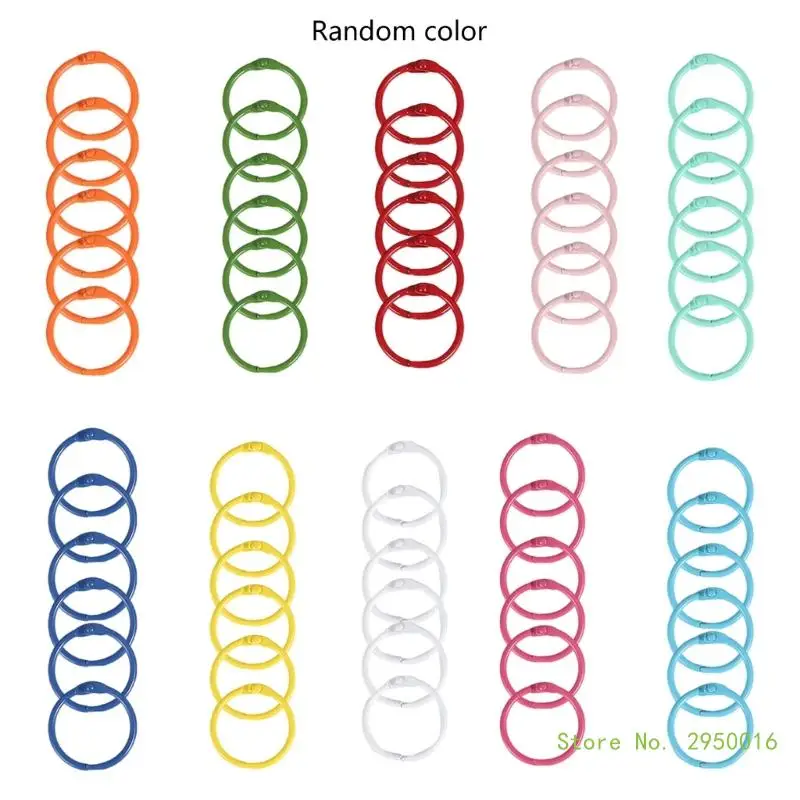 금속 바인더 제본 반지, 30mm, 45mm 키체인, 종이 반지, 느슨한 잎, 학교 노트북 반지, 60 개