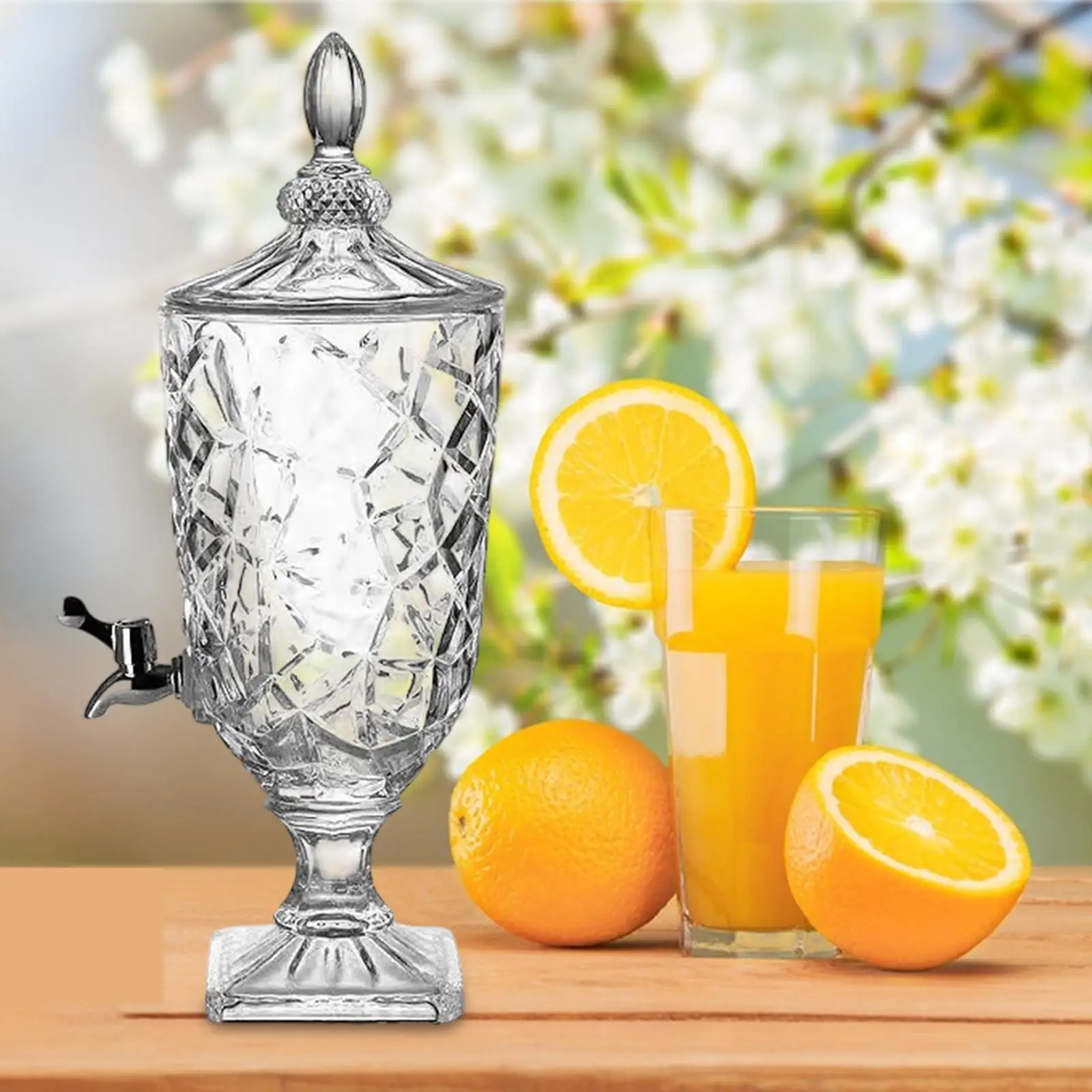 Beverage Dispenser with Spigot Clear Glass Pitcher for Juice Drink Iced Tea