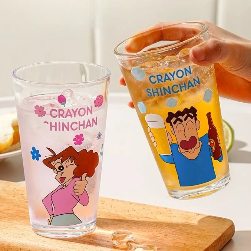 Bicchiere d'acqua Crayon Shin-chan in vetro con stampa anime
