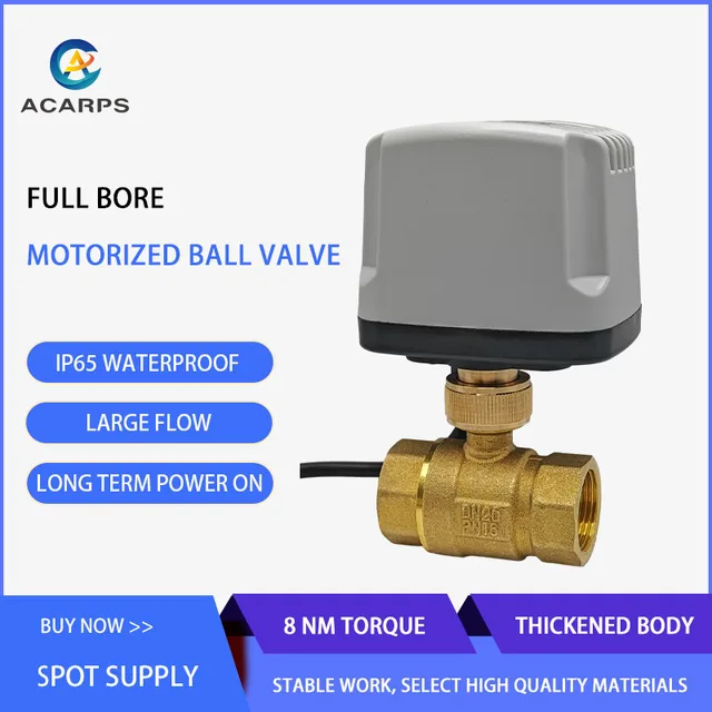 Full Bore Motorized Ball Valve Brass 2 wire Power-off reset