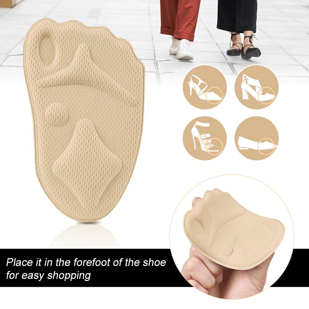 1Pair Women High Heel Forefoot Pad for Shoes Insert Half Insoles Plantar Fasciitis Pain Relief Foot Care Massaging Toe Pad