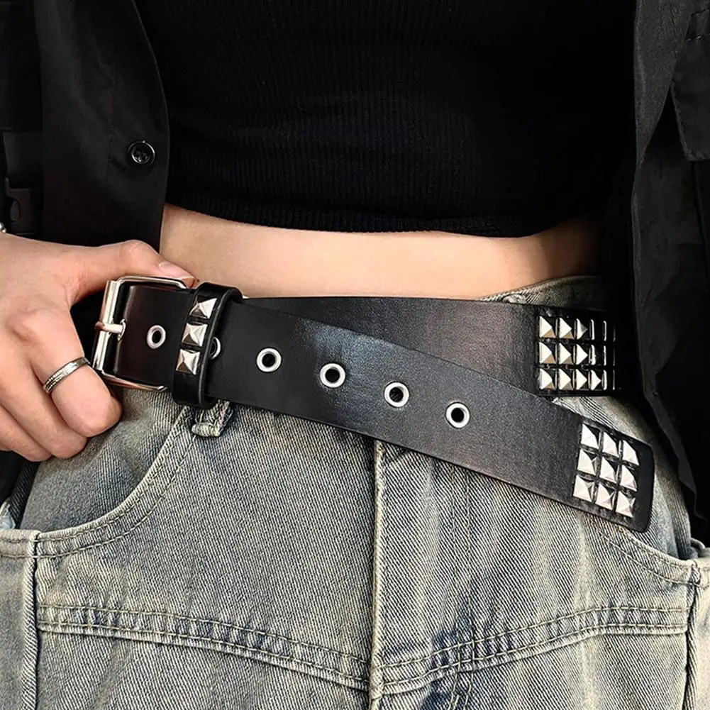 Vintage Männer Frauen Punk Niet Schnalle Gürtel Design Metall Gothic Y2k Gürtel Pu Leder Bund Jeans Hosen Dekorative Bel – Detail 14