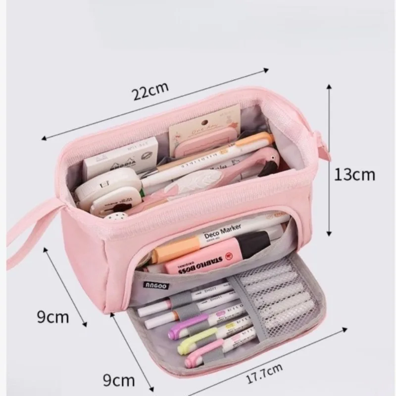 Large Capacity Stationery Case Durable Oxford Cloth Pencil Case Portable Organizer for Office and University Supplies