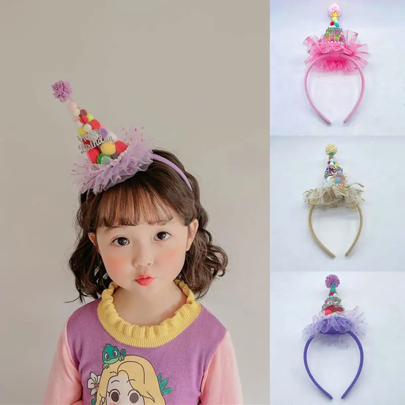  메쉬 거즈 크라운 공주 소녀 모자를 쓰고 있죠 생일 파티 헤어 밴드 키즈 헤어..