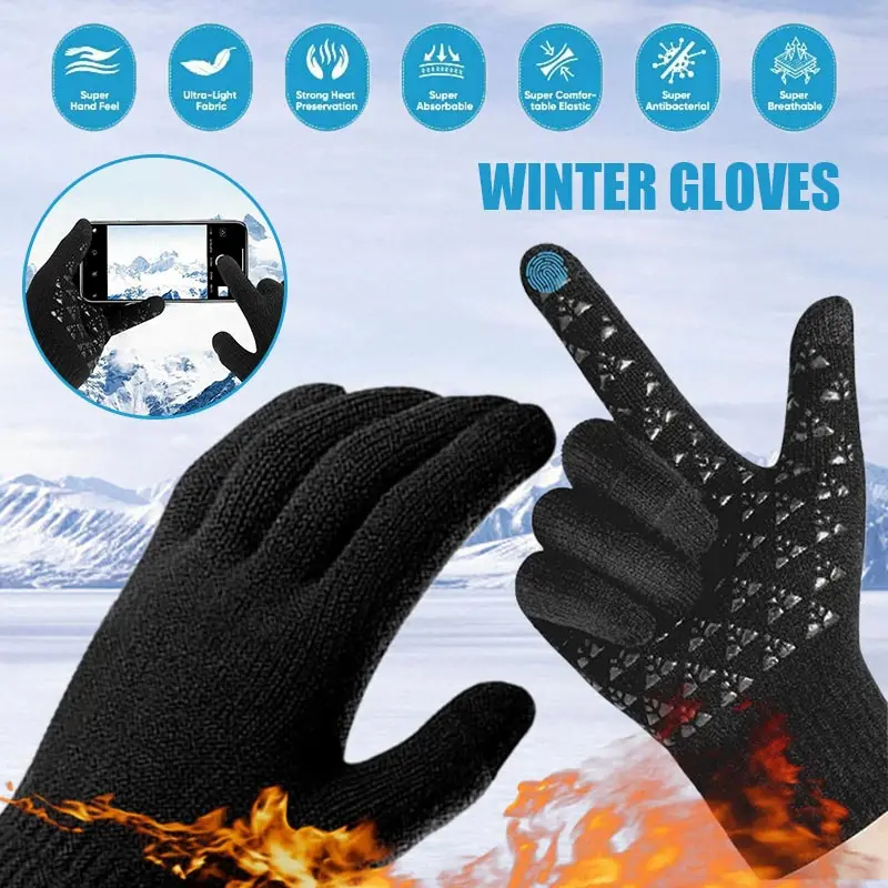 

1 Pair Winter Thermal Gloves Anti-slip Windproof Warm Gloves Fit for Outdoor Cycling Driving Touch Screen Function Mittens