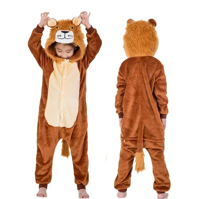 Kids Pajamas Children Unicorn Stitch Animal Jumpsuits Baby Girls Flannel Kigurumi Onesies for Winter