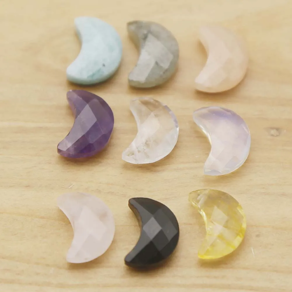 New Natural Amethyst Powder Slice Small Moon Pendant Tianhe Elongated Crescent Shape DIY Accessories Wholesale8Pcs Free Shipping