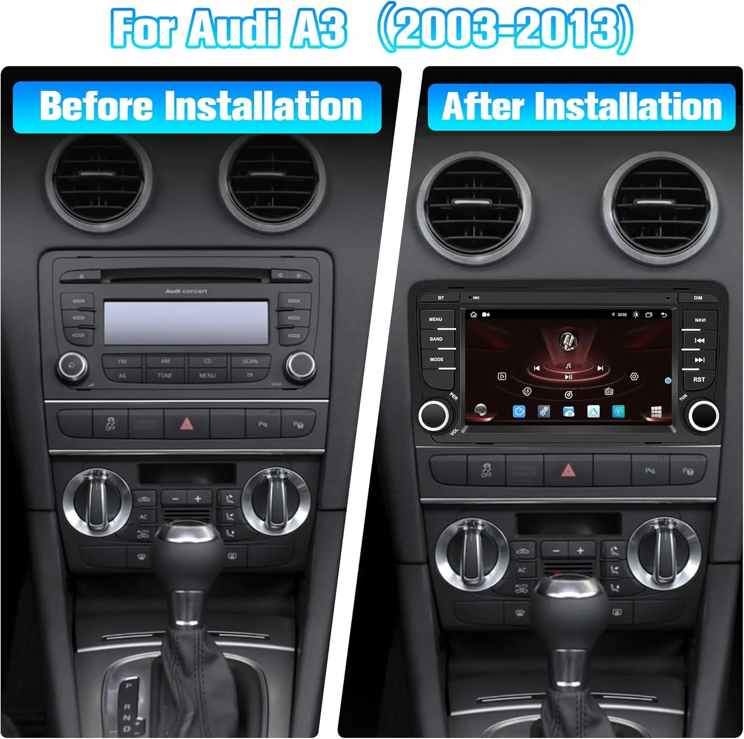 Android 13 Car Radio for Audi A3 S3 RS3 8P 2003-2013 7'' Car Radio with SD Funct