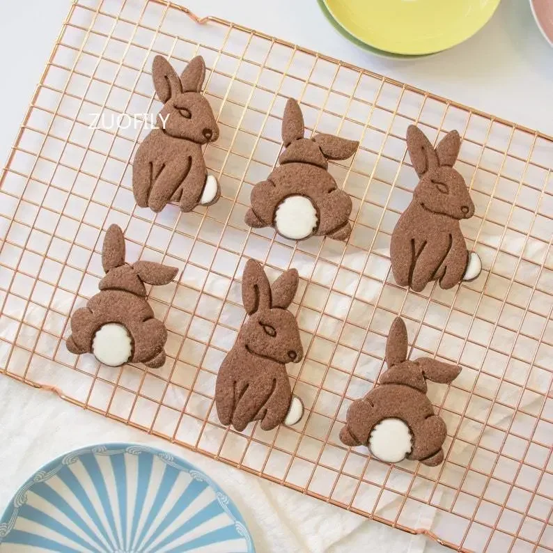 Cute Yoga Rabbit Easter Christmas Plastic Cookie Embossed Mold Fondant Cookie Cutter Bunny Biscuit Mold DIY Baking Tools 1/4pcs cookie cutter,cookie mould,fondant cutter,cookie printing mold,baking mold
