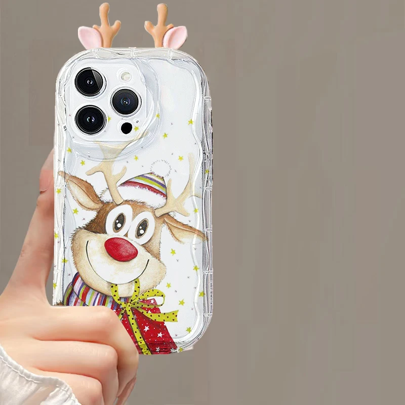 Charming 3D Christmas Santa Claus Doll Silicone Phone Cover - Festive Design
