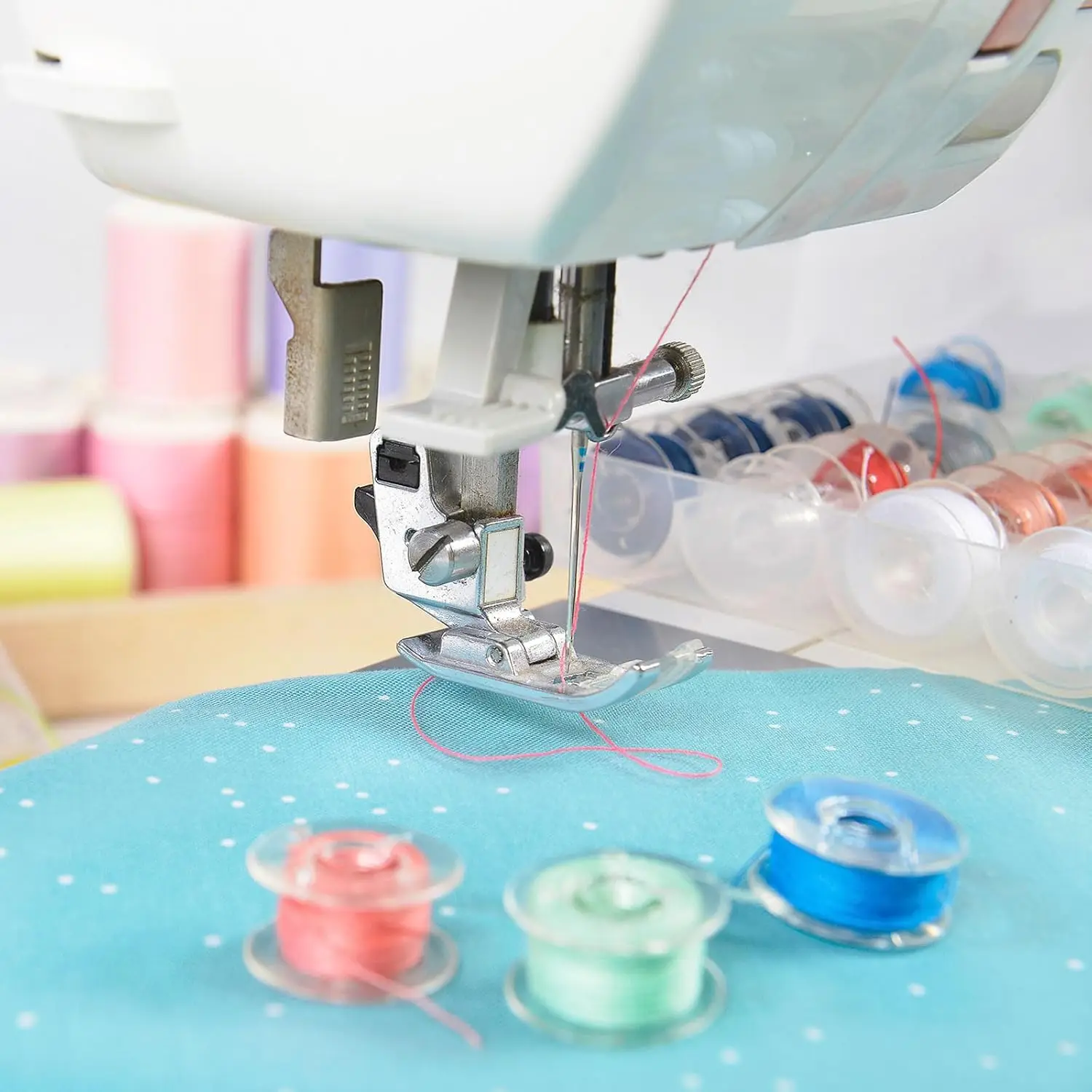 Plastic Bobbins 15 Bulk Compatible SA156 Sewing Machine Transparent for Thread Embroidery Spool Parts
