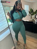 Weird Puss Women Tracksuit 2 Piece Set 2024 Autumn Casual Zip Thin Drawstring Jacket+Leggings Matching Streetwear Sporty Suit - Image 4