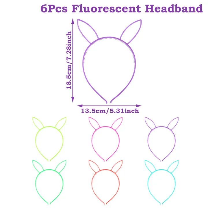 Fluorescent Glow-in-the-Dark Headband Set - Party and Event Decor Accessories