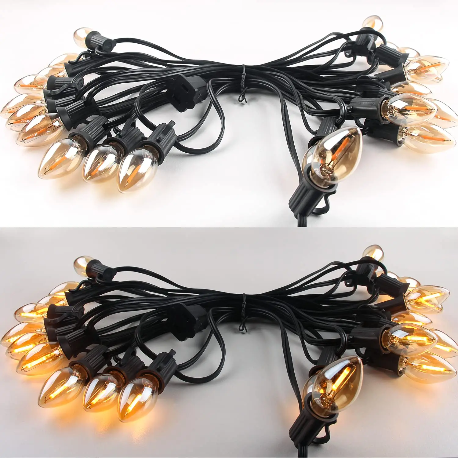 C7 LED 야간 조명 전구 E12 교체 LED 전구, 0.5W 앰버 유리, 따뜻한 흰색 2200K, 끈 조명 촛대 샹들리에