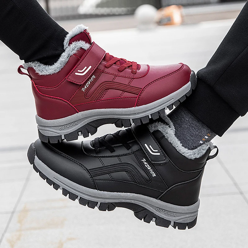 Boots Men's Women Slip On Winter Shoes For Men Waterproof Ankle Boots Winter Male Snow Botines Black Botas Femininas