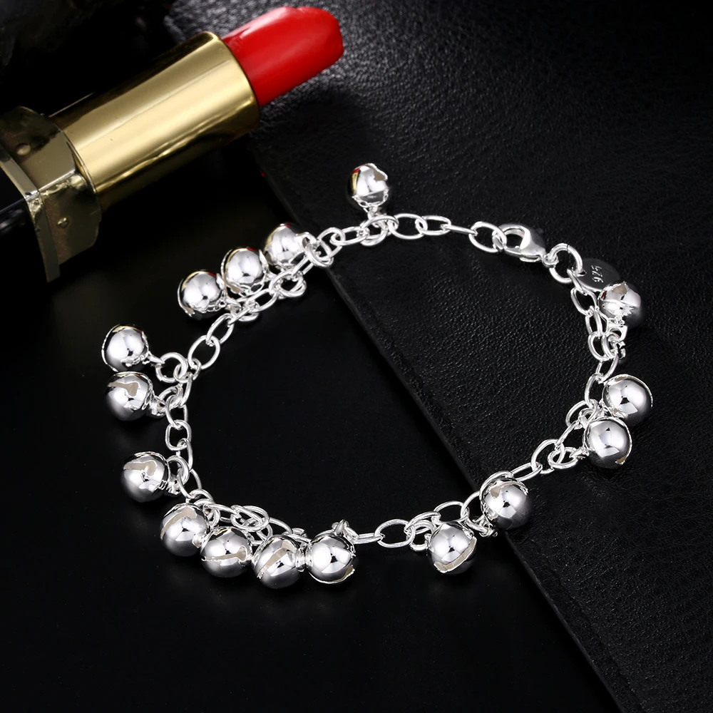 Hot new 925 Silver fine Bells chain Bracelets for women Wedding party lady Christmas Gifts high quality Fashion popular Jewelry